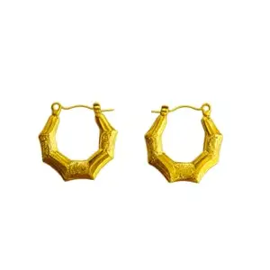 Ofnah - Hexagon Edged Golden Hoops