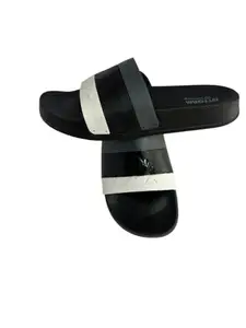 RAJU FOOTWEAR Men's Casual Walking Everyday Use Slider & Slipper || Lightweight Design Slider & Slippers For Men's & Boy's || Cushioned Footbed Flip Flops for Men || Stylish & Waterproof. (Black & Green, UK Footwear Size System, Adult, Men, Numeric, Medium, 8)