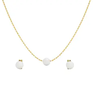 PALMONAS Serene Pearl Necklace & Earring Jewellery Set for Women - Waterproof & Anti Tarnish, Gift for Girls & Women