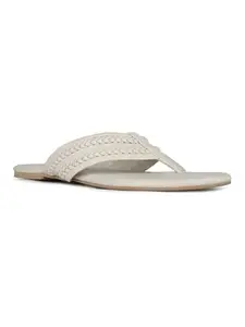 Inc.5 Womens Cream Casual Solid T-Strap Flats