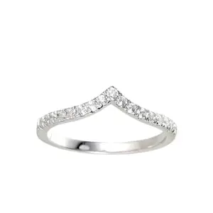 Diamond Studded V-shaped Ring For Women and Girls, Gift Jewelry For Women and Girls (Gold and Silver) (Silver)