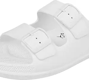 TRV Men's Coco-pace-1 EVA Rubber Comfort Slides, Lightweight Non-Slip Slippers, Open Toe Design, Black and White-6 Kids UK