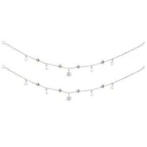 TARAASH 925 Sterling Silver Beaded Anklet with Star Charms Gift for Women/Girls