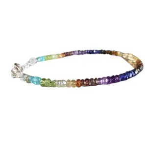 RRJEWELZ Citrine, Tourmaline, Amethyst, Sapphire, Apatite & Peridot bracelet for men & women - 3.5mm Wheel Faceted beads - 7 Inch Adjustable with Silver plated clasp – Healing, Fashion, Gift, Spiritual, Yoga|LCBR_RR_07412