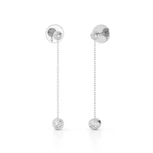 Perrian Sui-dhaga 14K White Gold earring in natural diamonds | Sui Dhaga Earring | VS-GH Clarity