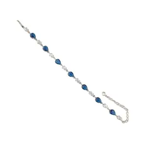 Sweksha Creations Crystal Tennis Bracelet, Drop Shape Navy Blue Sapphire, Women's Fashion Jewellery (pack of 1)