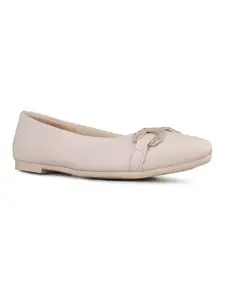 Inc.5 Womens Cream Solid Pointed Toe Flat Ballerinas
