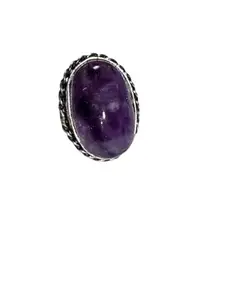 Natural Amethyst Gemstone Brass Jewelry,Oxidised Rings