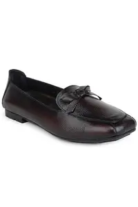 Zoom Shoes Premium Leather Comfortable Lightweight Bellies for Women with Rubber Sole Ideal for Casual Wear Brown