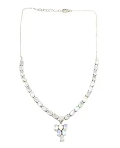 Rajasthan Gems Necklace 925 Sterling Silver Natural Rainbow Moonstone Gem Stone Gemstone Handmade Women i554