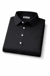 PROBEX INTERNATIONAL Men's Cotton Blend Solid Shirt with Spread Collared Full Sleeve Curved Hemline Button Closure Slim Fit and One Pocket | Shirt for Man Full Sleeve