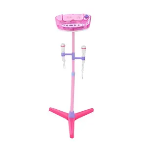 UJEAVETTE® Music Play Toy Kids Karaoke Machine with 2 Microphones Adjustable Stand Pink