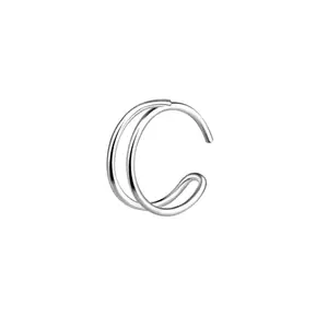 Via Mazzini 92.5-925 Sterling Silver Clip-On Non-Pierced Twin Wire Look Nose Ring For Women And Girls Pure Silver (NR0299) 1 Pc