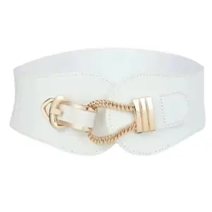 Generic White & Gold Belt Buckle for Women/Girls Dresses with Free Size | Party & Casual Wear
