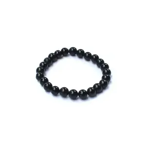 The Cosmic Connect Quartz 8MM Bead Healing Fang Shui Bracelet | Recharge Your Spirit with Healing Protection, Balance and Peace of Mind | Money and Good Luck (Black Agate)