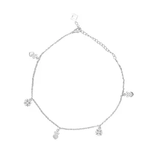 Treva Iconic Jewels Women 925 Silver Heart and Flower Adornments Anklet | Gift for Girls and Women | Wedding Gift