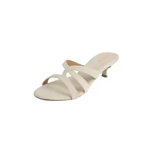Metro Women Beige Synthetic Leather Kitten Heel Slip-on Sandal UK/6 EU/39 (40-278)
