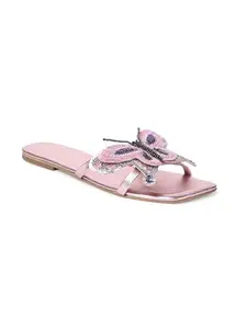 Tao Paris Leather Flats Sandal- Lt. Pink/Lilac-Multi Stylish Wear for women