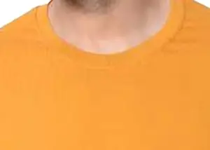 Men's Cotton Solid Round Neck Half Sleeve Shirt (S-Freedom-Gold_M)