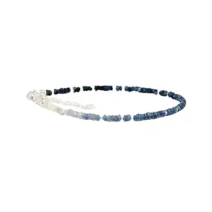 LKBEADS Silver Plated Bracelet with Multicolor Faceted Ombre Sapphire Beads – Rondelle 3mm – 7 inch Adjustable – For Men & Women|LK_STACK_05208