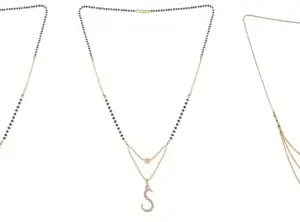 Gold Plated Traditional Black Bead Single Line American Diamond Pendant Mangalsutra for Women(Combo) Pack of 3 MS-11-1-32