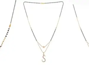 Gold Plated Traditional Black Bead Single Line American Diamond Pendant Jewellary set for Women(Combo) Pack of 3 MSCN-25-1-43-