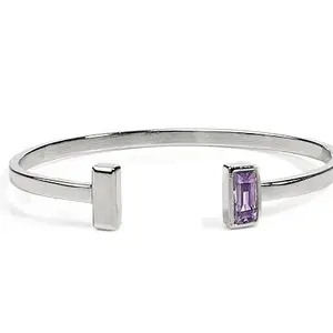 Gempro Certified Amethyst Rhodium Plated Anchor Bracelet Stylish Wrist Accessory for Birthdays Friendship Day Women's Day and Special Occasions Unisex