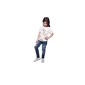 Girl's Kids Regular Fit Printed Half Sleeve Solid Casual Aphabet T-Shirt | Stylish T-Shirt for Girls (Shirt White 3-4 Years 217)