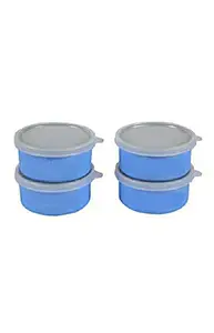 Generic Rainbow Collection Stainless Steel Microwave Safe Lunch Containers for Office/Home (Blue, 4 x 11 cm, 4 x 300 ml)