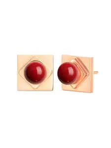 MINUTIAE Red Pearl Rose Gold Plated Stud Earring for Women & Girl's MNT0564_BT_RED_RG
