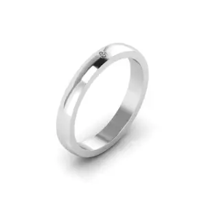 14K White Gold Wedding Band Ring with Single Diamond, Classic Design