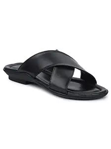 Greentech BREATHE EASY Greentech Men's Black Synthetic Stylish Casual/Formal Slipper Chappal for indoor & Outdoor