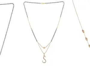 Gold Plated Traditional Black Bead Single Line American Diamond Pendant Jewellary set for Women(Combo) Pack of 3 MSCN-31-1-34- od