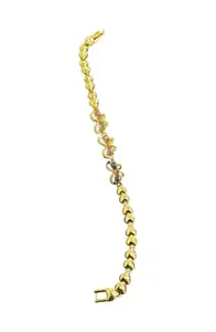 Heart Link Bracelet with Crystal Accents, Gold-Plated Copper, Gift Jewellery