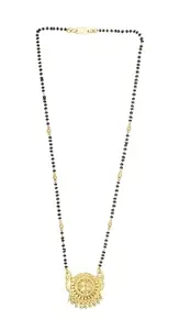 SONI DESIGNS Traditional Necklace Pendant Gold Palted Glorious Hand Meena Long Mangalsutra/Black Beads Mangalsutr For Women Gold long chain(golden mangalsutra 18 inch-no-10)