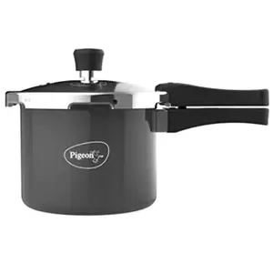 Pigeon By Stovekraft Hard Anodised Pressure Cooker with Outer Lid Induction and Gas Stove Compatible 3 Litre Capacity for Healthy Cooking (Black) price in India.