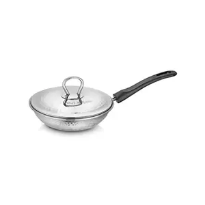 Shri & Sam Stainless Steel Hammered Heavy Weight Fry Pan with lid, 2.5 MM (20 CM) price in India.