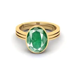 BARMUNDA gems 7.25 Ratti Natural Certified Emerald Panna Panchdhatu Rashi Ratan Gold Plating Ring for Astrological Purpose Men & Women by Lab Certified