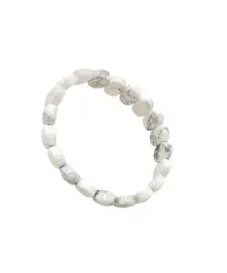 Natural White Howlite Marble Stone Beaded Stretch Bracelet, Elastic