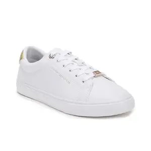 Tommy Hilfiger Polyurethane Solid White Women Flat Sneakers (F23HWFW055) Size- 39