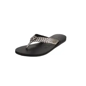 Mochi Women's Gun Metal Stylish Slip-On Flip Flops with Flat Sole UK/6 EU/39 (32-1414)
