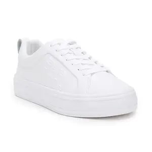 Tommy Hilfiger Leather Solid White Women Flat Sneakers (F23HWFW224) Size- 40