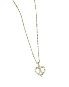 MN FASHION Diamond Heart Alphabet A Letter Pendant Necklace for Women Girls
