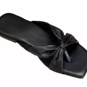 black leather slipper