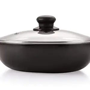 Nirlon Non-Stick Aluminium Induction Base Cookware Deep Kadhai with Glass Lid, Black (Compatible with All Induction, Gas & stovetops) price in India.