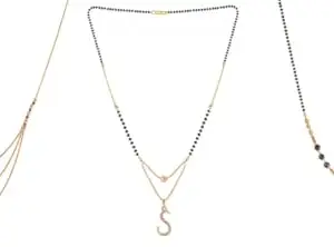 Gold Plated Traditional Black Bead Single Line American Diamond Pendant Jewellary set for Women(Combo) Pack of 3MCN-38-1-23-/