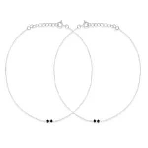 ZAVYA 925 Sterling Silver Beautiful Beads Rhodium Plated Anklet (Pair) | Gift for Women and Girls | 1 Year Plating Warranty