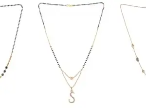 Gold Plated Traditional Black Bead Single Line American Diamond Pendant Jewellary set for Women(Combo) Pack of 3 MSCN-29-1-36- New