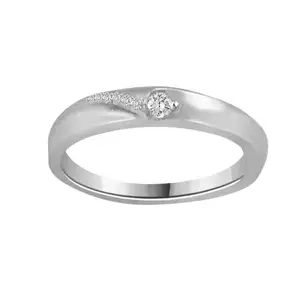 VA Jewels 925 Sterling Silver Diamond Ring for Women 0.047 Ct Natural Diamond Solitaire Band Elegant Silver Ring(14)