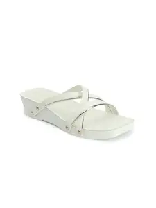 ICONICS Women's Fashionable Slip On Sandals Colour-White, Size-UK 7
